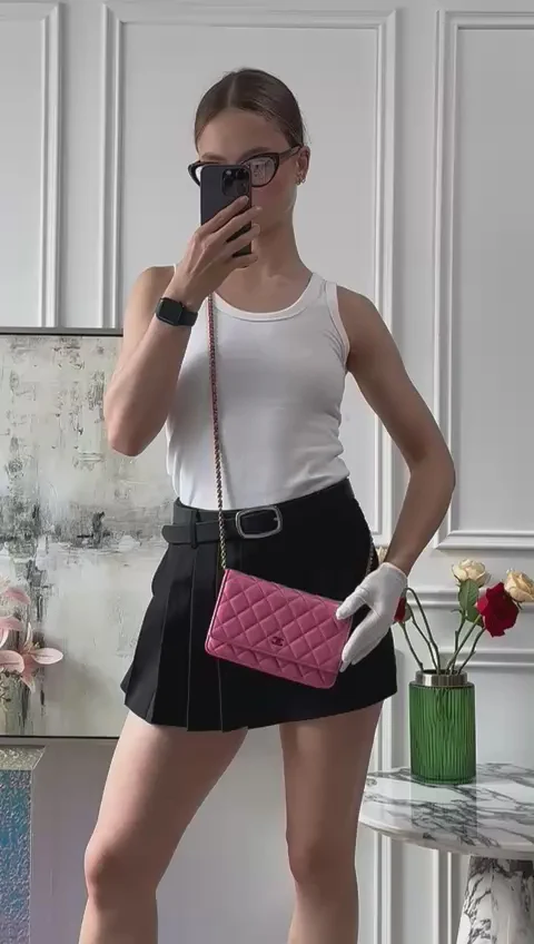 Chanel Classic Wallet on Chain (woc) Pink Yellow 2021