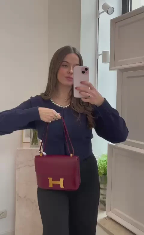 Hermes Vintage Constance 24 Burgundy Box 1980’s