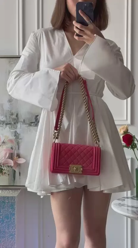 Chanel Lambskin Quilted Small Boy Flap Bag in Pink with Gold Hardware