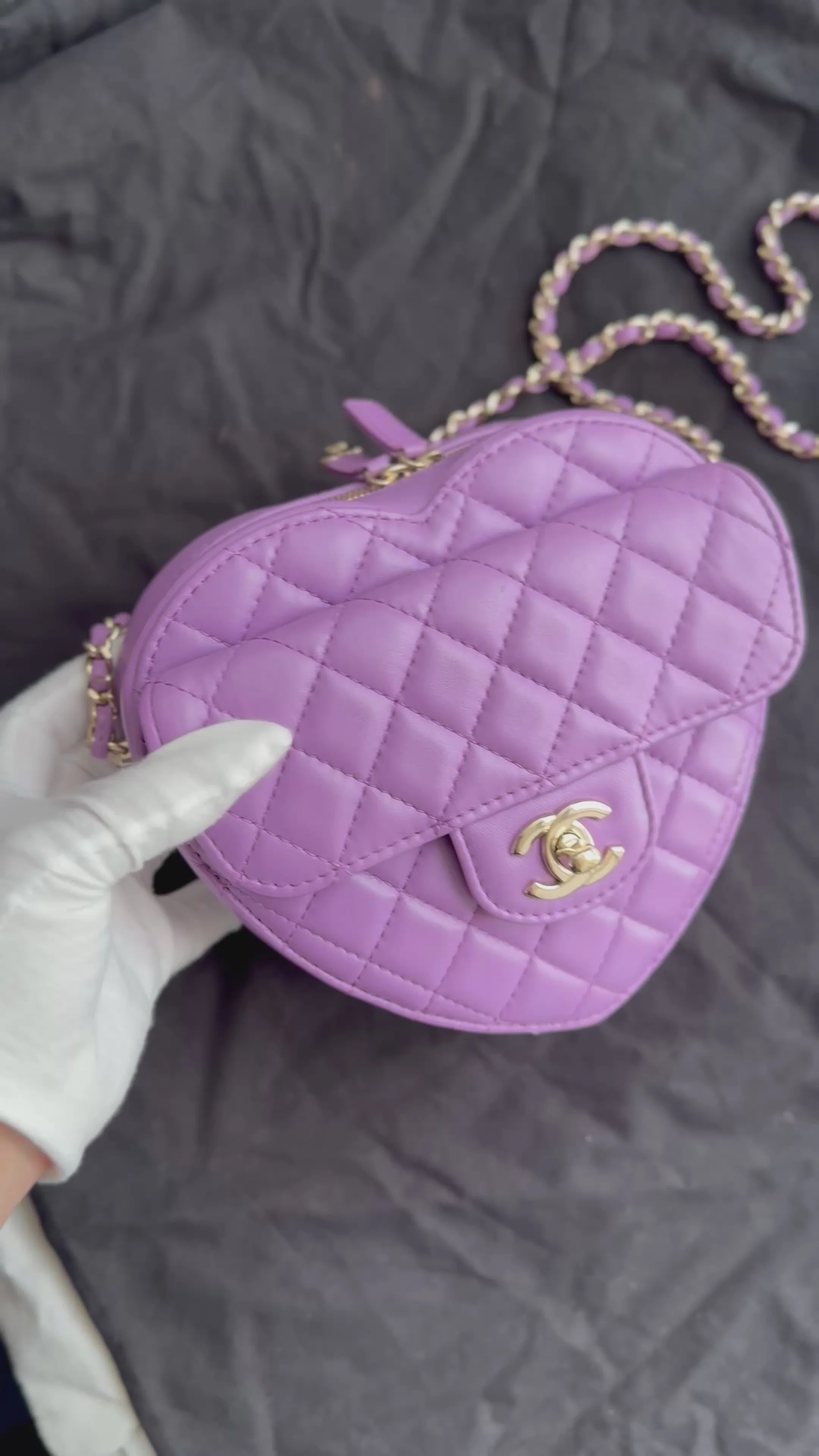 Chanel Purple CC in Love Heart Clutch in Lambskin 2022