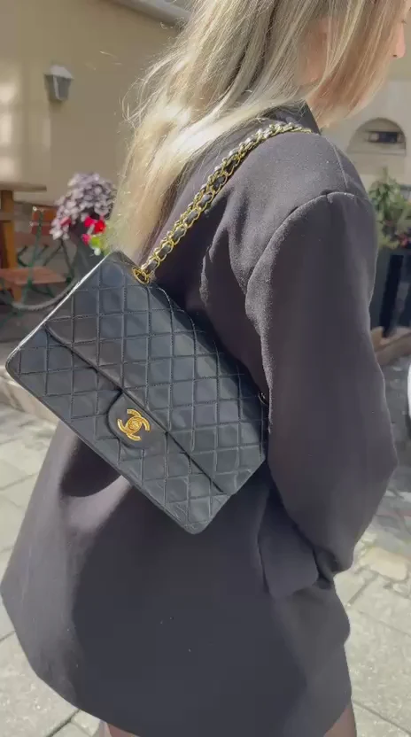 Chanel Vintage Black Timeless Classic Flap Bag 1990s