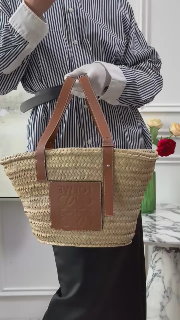Loewe Raffia Basket Tote Brown