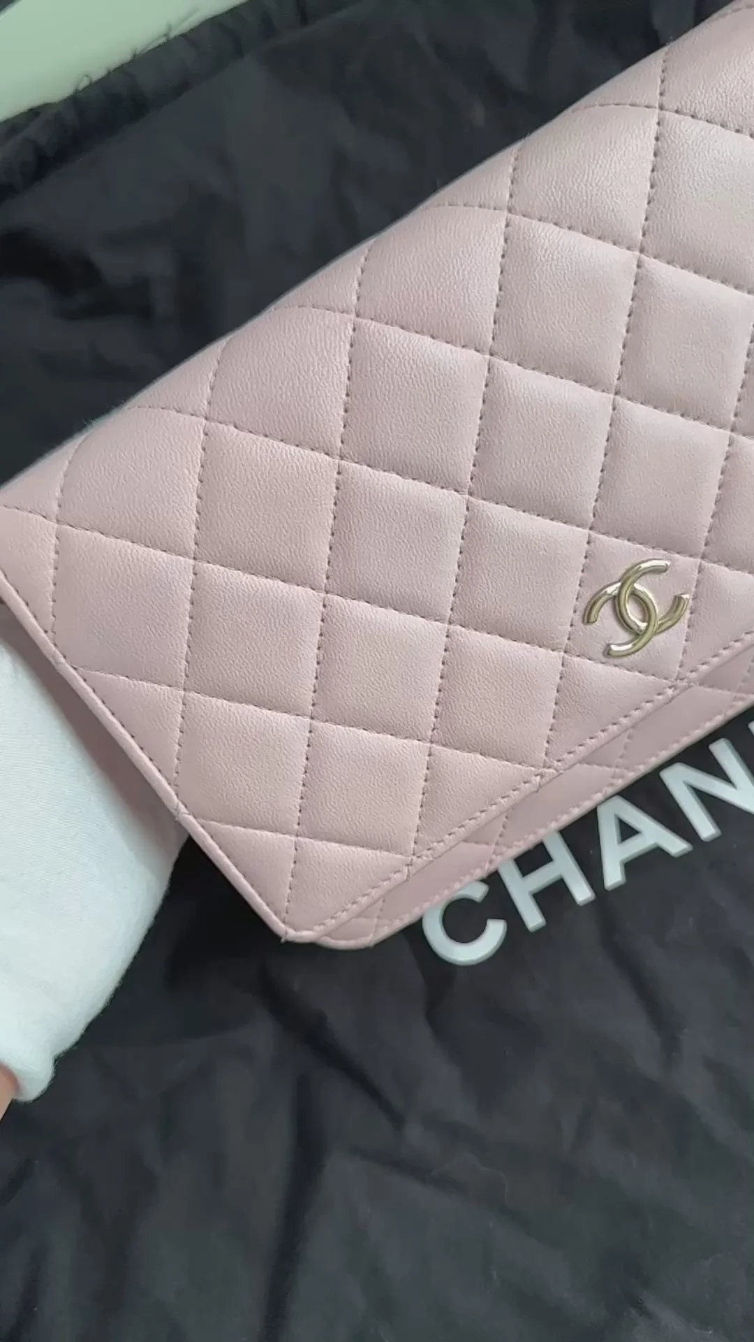 Chanel Wallet on Chain (WOC) Barbie Pink with Pearl Strap
