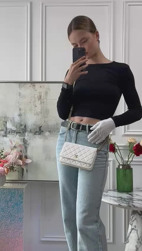 Chanel Classic Wallet on Chain (WOC) 22B White Enamel