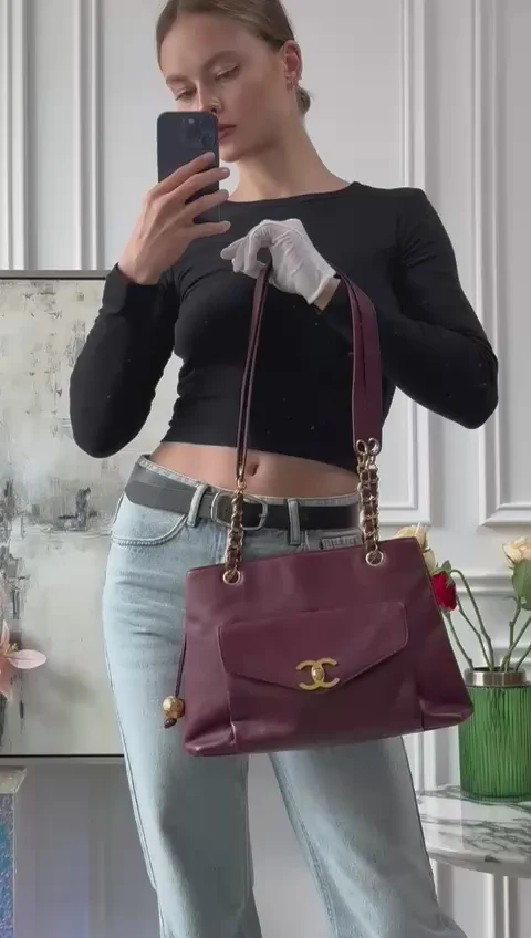 Chanel Vintage Timeless Tote Burgundy Red