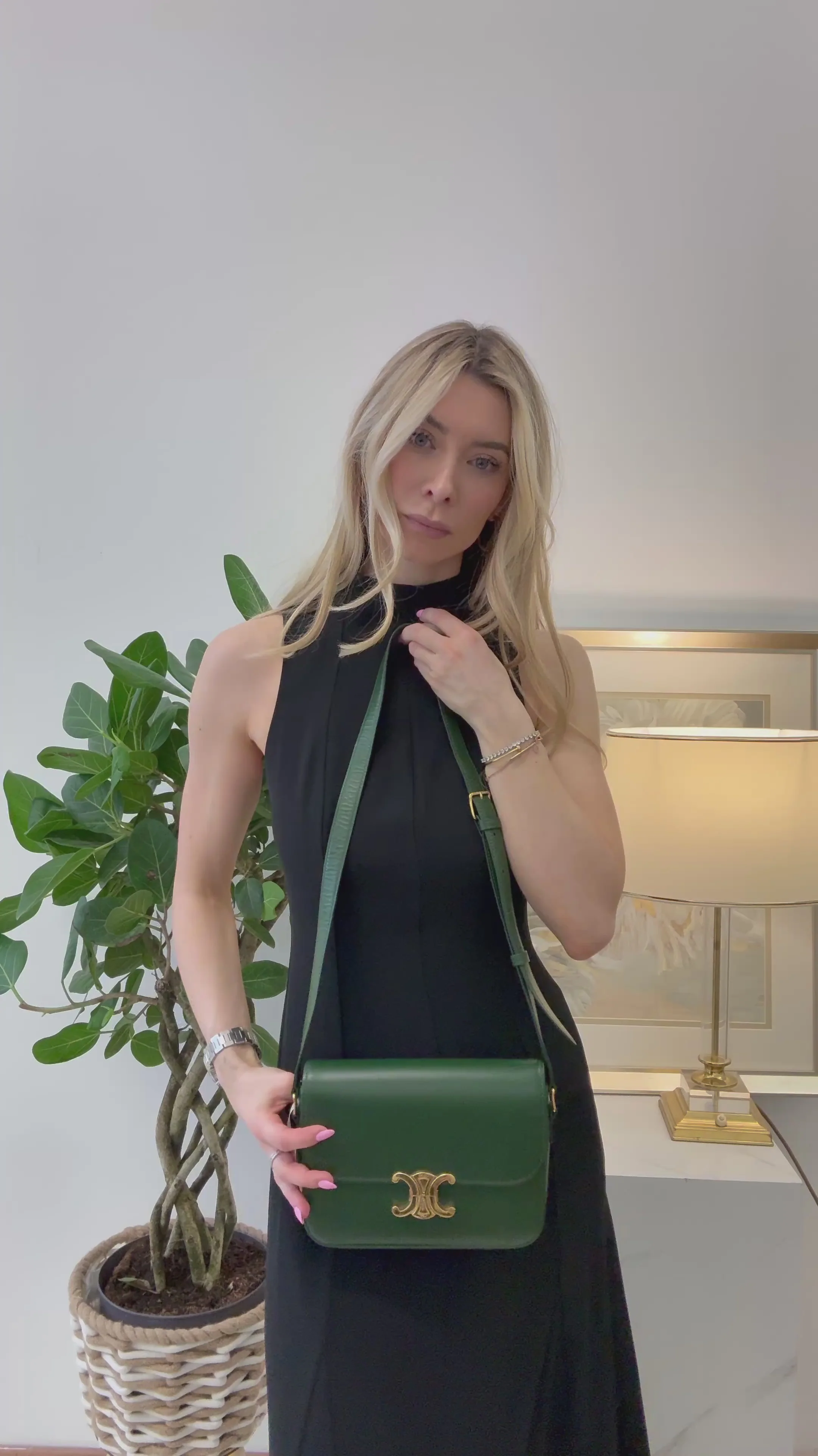 Celine Small Triomphe Crossbody Calf Green