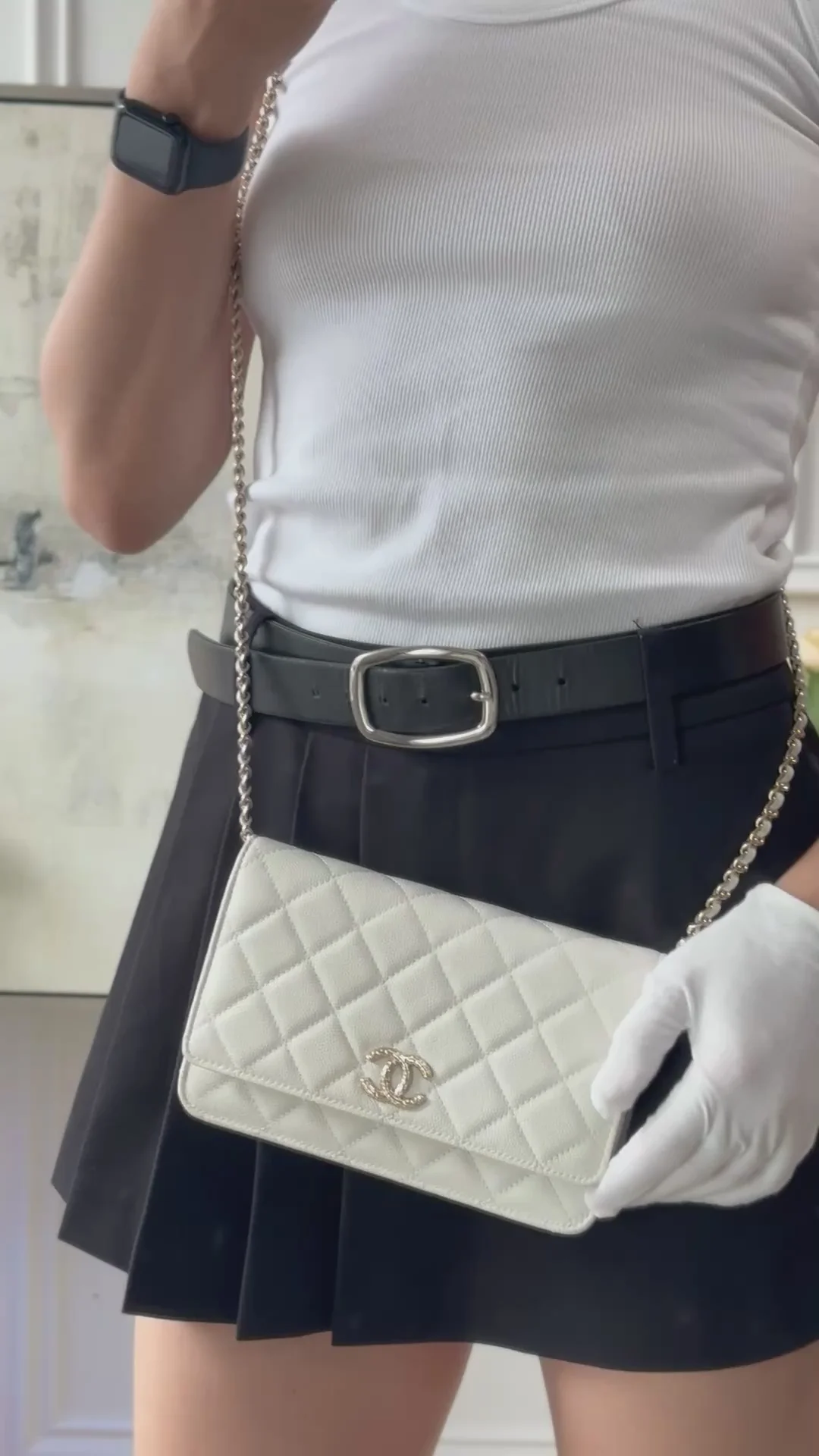 Chanel Wallet on Chain (woc) White Caviar Leather 2023