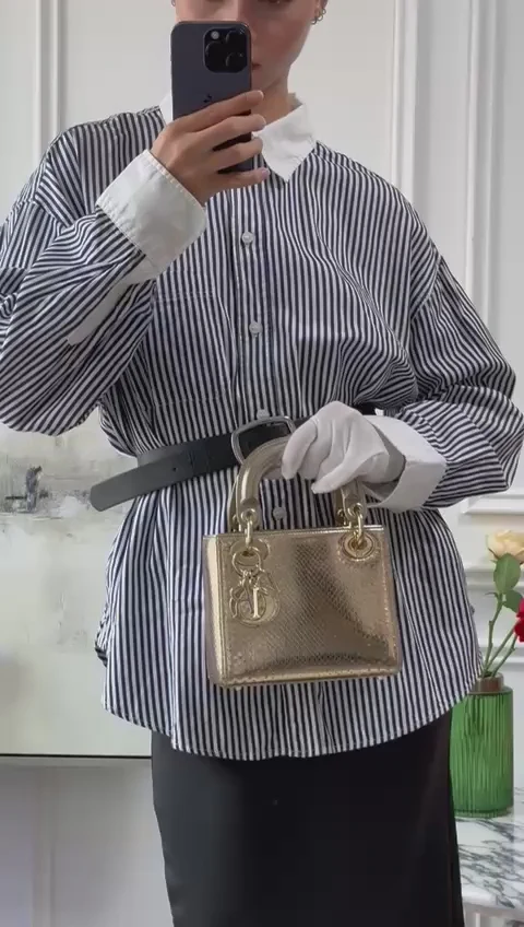 Dior Mini Lady Dior Bag Gold in Python Leather 2014