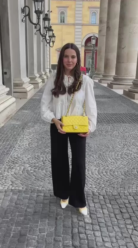 Chanel Yellow Lambskin Quilted Medium Double Flap Gold Hardware