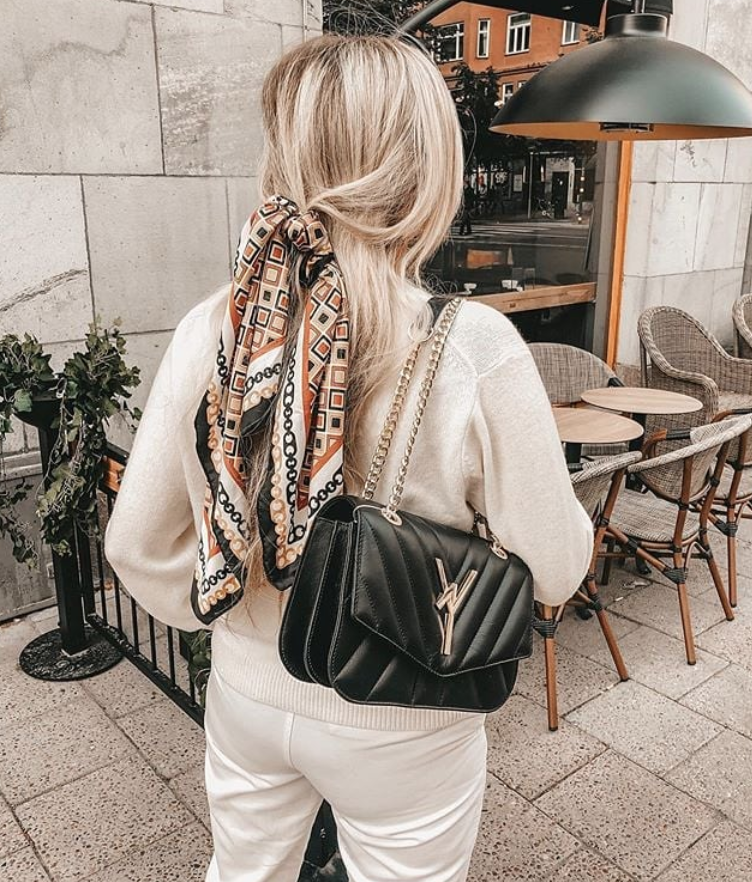 Arcadia Shoulder Flap Bag in Black with Gold Hardware