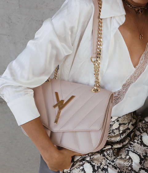 Attica Quilted Leather Camera Bag in Nude